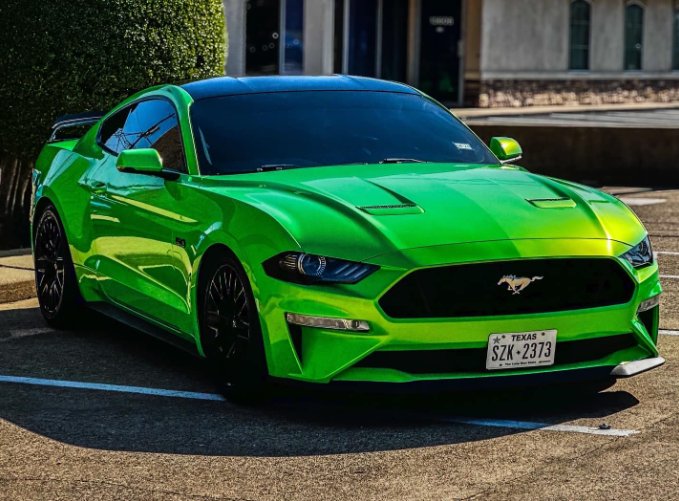 Gloss lime green Mustang full color change wrap